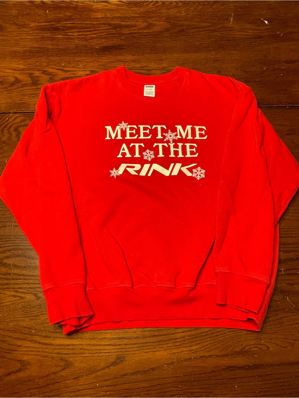 PINK Victoria's Secret Red 'Meet Me At The Rink' hockey sweatshirt size M